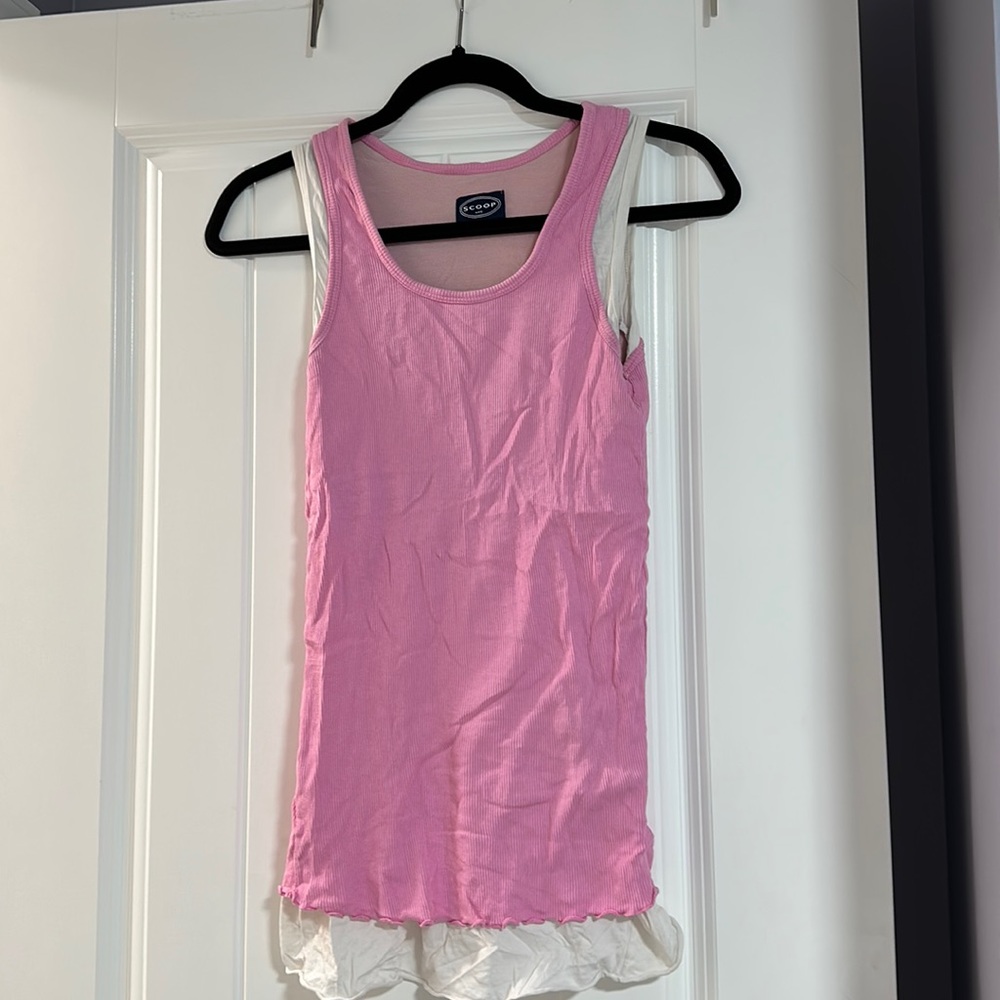 Scoop Tank Top - Pink/White